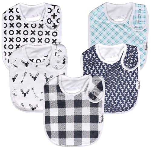 KiddyStar Drool Bibs for Babies – Organic, Unisex, Soft Absorbent Teething Bibs with Adjustable Snaps