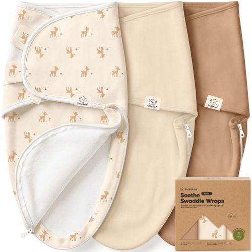 KeaBabies 3pk Organic Swaddle Sleep Sacks Baby, Newborn Swaddles Wrap 0-3 Months, Soft Premies Wearable Swaddle Blanket (Lil Fawn, OS)