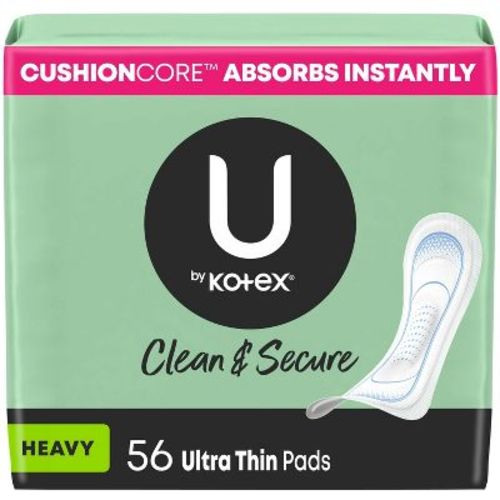 U by Kotex Clean & Secure Heavy Ultra-Thin Feminine Fragrance Free Pads - Unscented - 56ct