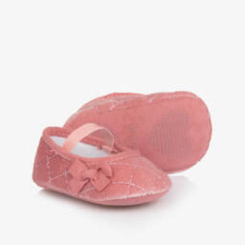 Mayoral Newborn - Baby Girls Pink Velvet Pre-Walker Shoes | Childrensalon