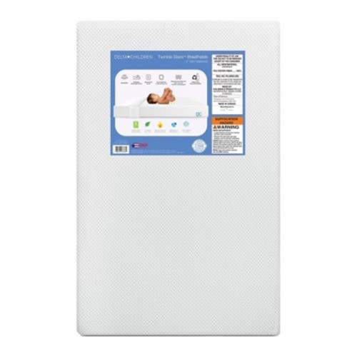 Delta Children Twinkle Stars Breathable Mini Crib Mattress - White