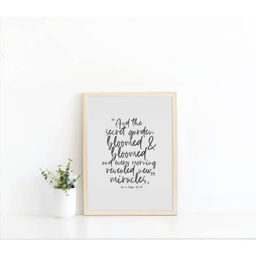 Secret Garden Nursery Art, Literary Poster, Bloomed new miracles Quote, Floral PRINTABLE, Baby Girl Room Decor