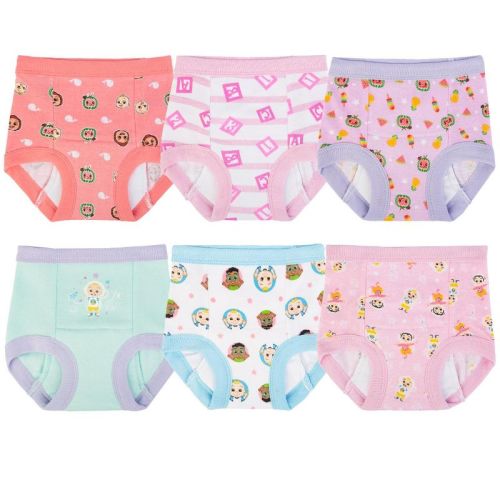 CoComelon Toddler Girls 6-Pack Training Pants – Cotton Potty Training Underwear with Bonus Sticker Chart