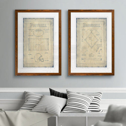 Steelside™ 'All about the Game I' - 2 Piece Picture Frame Painting Print Set & Reviews | Wayfair