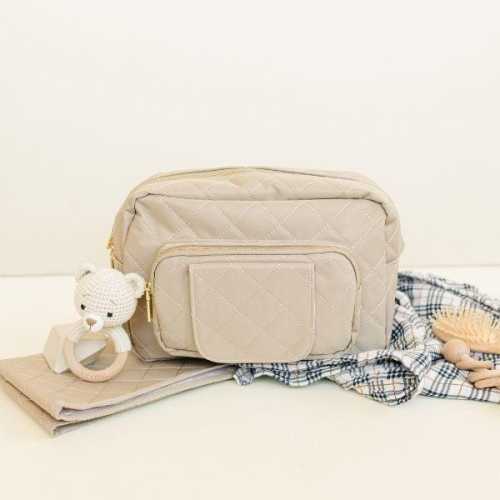 Quilted Mini Diaper Bag: Stylish Crossbody Sling with Changing Pad