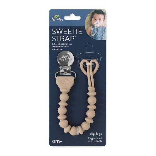 Itzy Ritzy Beaded Pacifier Clip - Universal Fit, Silicone Holder - Toast