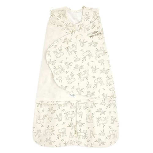 HALO 100% Cotton Sleepsack Swaddle, 3-Way Adjustable Wearable Blanket, TOG 1.5, Lullaby Forest, Newborn, 0-3 Months