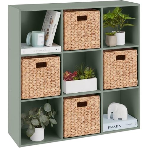 Best Choice Products Kids Bookcase 9-Cube Storage Organizer, 13.5in Shelf Opening, Bookshelf, Toy Storage, Customizable w/ 3 Removable Back Panels – Sage