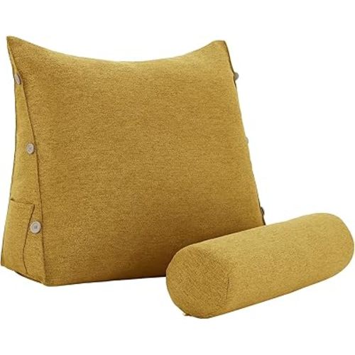 Reading Pillow for Sitting Up in Bed, Lumbar Support Pillow for Bed, Couch and Floor, Adjustable Neck & Back Pillow for Reading, TV, Breastfeeding