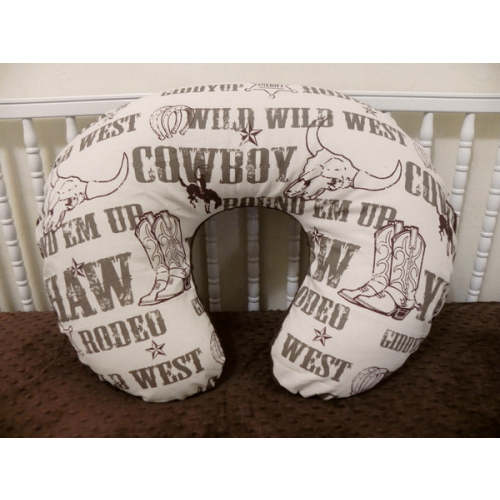 Cowboy with Brown Minky Dot Nursing Pillow Cover - Just Baby Designs