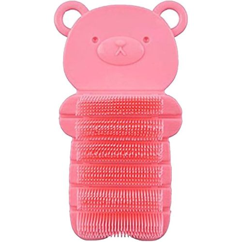 Nail Scrubber Brush Kids, Finger Nails Scrub Scrubbing Cleaning Brushes with Soft Bristle for Baby Children, Cute Animal Style and 2 Colors Choice (Pink)