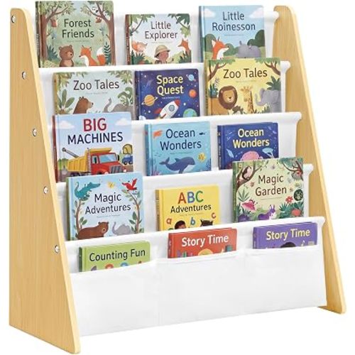 SONGMICS Kids Bookshelf, 4-Tier Toddler Bookcase, 24.6 x 9.8 x 23.6 Inch