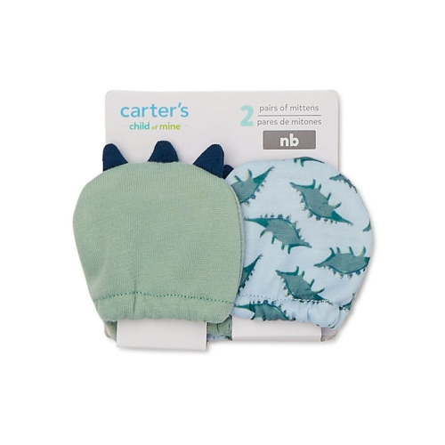 Carter's Child of Mine, Infant Boy Dino Mittens, 2 Pack, Size Newborn