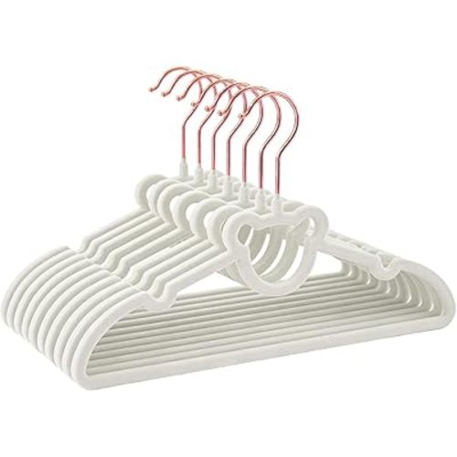 60 Pack Gray Velvet Kids Clothes Hangers - 12.6in for Ages 4-10, with Cute Bear, Rotating Rose Gold Hook, Non-Slip, Space-Saving Slim Felt Hangers for Toddler Coats, Jackets, Dresses