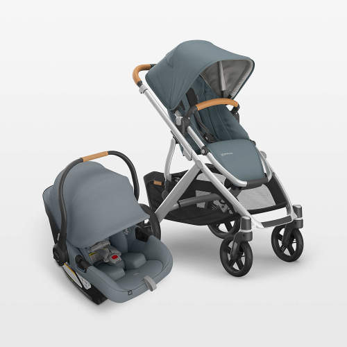 $1,447.18 - UPPAbaby Cruz V3 Callum Stone Blue Reclining Baby Stroller + Aria V2 Infant Car Seat Travel System