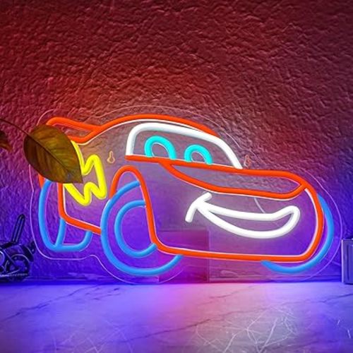 Racing Car Neon Sign for Wall Decor, Anime LED Neon Light Car Themed Decor for Boys Bedroom, Game Room, Garage & Party Accessories - Cool Children's Birthday Gift for Car Lovers