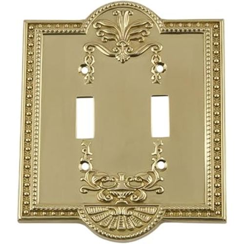Nostalgic Warehouse Meadows Light Switch Cover Plate, Polished Brass