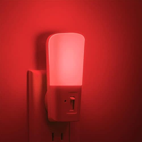 LOHAS-LED Red Light Night Light Plug in, Dimmable LED Night Lights 2 Pack, Dusk to Dawn Sensor, Sleep Aid Red, 0-80LM Adjustable Brightness Red Nightlight for Nursery Kids Room Hallway Kitchen Gift