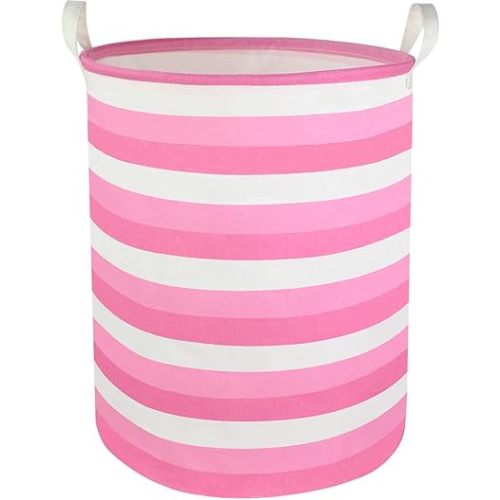 CLOCOR Pink Laundry Basket,Baby Girl Clothes Hamper for Nursery,Collapsible Toy Storage Bin with Handles, Room Decor,Waterproof Storage Basket(Pink Hamper)