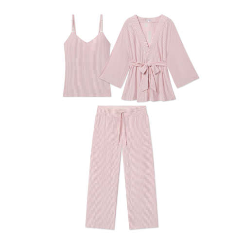 LAKE | Women | DreamModal Pajamas | Carnation Pencil Stripe Maternity Kimono Bundle