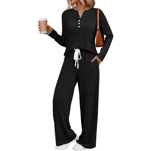 LILLUSORY Womens 2 Piece Lounge Sets Matching Airport Travel Outfits 2025 Winter Clothing Fall Pajamas Sweat Suits Pockets
