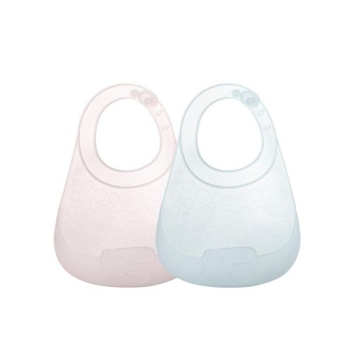 Bc Babycare Baby Toddler BPA-Free Silicone Bib with Adjustable Neck and Spill Catcher Lightweight 2 pack Pink and Blue