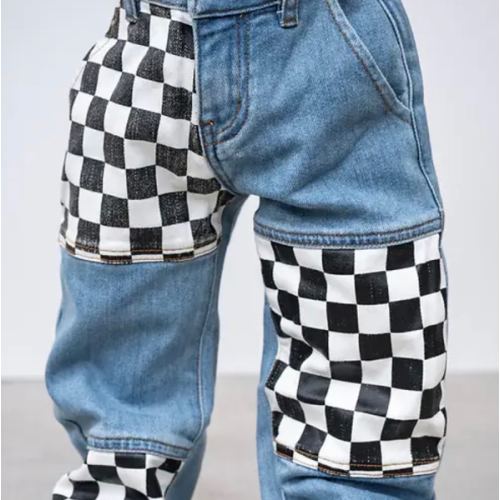 Little Trouble Checker Patch Baggy Jeans