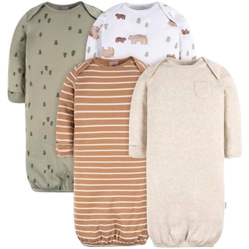 GerberBaby Boys4-Pack Sleeper GownForest BearsNewborn