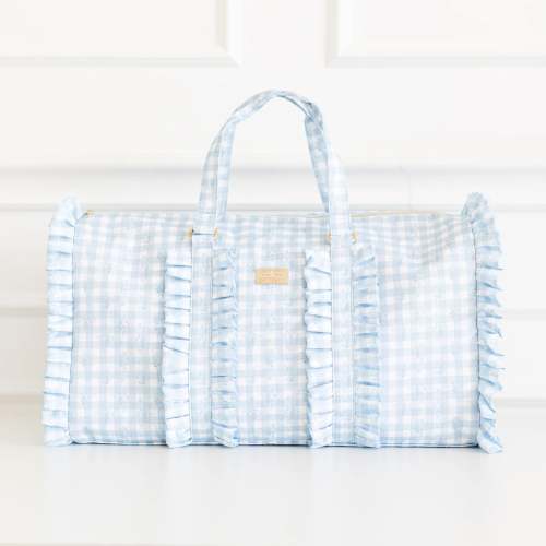 Hollis Ruffled Nylon Weekender Blue Floral