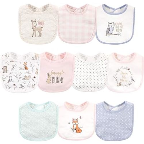 Hudson Baby Unisex Baby Cotton Bibs, Enchanted Forest, One Size