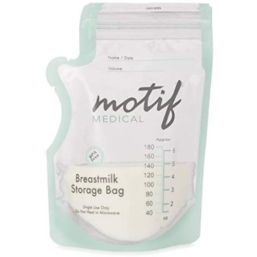 Motif Medical, Milk Storage Bags, 8 oz Milk Freezer Bag with Easy Pour Spout, BPA Free, Write-On Label - 40 Count