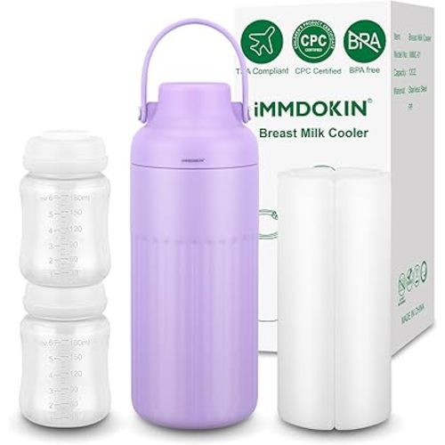 Compact Breast Milk Cooler Bottle, 12oz Portable Breastmilk Cooler with 2 Storage Bottles, 30H Cold Storage Breast Milk Chiller for Travel & Outdoor Use, Leakproof Reusable for Breastfeeding Moms