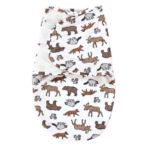 Hudson Baby Infant Boy Plush Faux Fur Swaddle Wrap, Animal Adventure, 0-3 Months