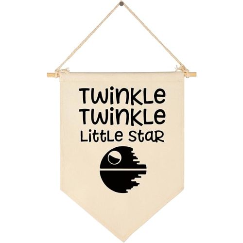 Twinkle Twinkle Little Star - Canvas Hanging Flag Banner Wall Sign Decor Gift for Baby Kids Boy Nursery Teen Room Front Door - Star Wars Quotes