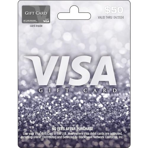 Visa Physical Gift Card $50 (plus $4.95 Purchase Fee)