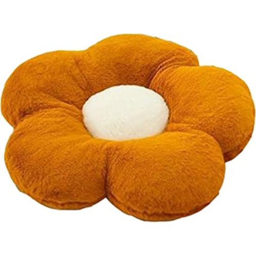 YILANLAN Cute Flower Cushion Plush Floor Casual Comfortable Pillow Office Living Room Bed Cushion Simple Decoration (40cm, Brown)