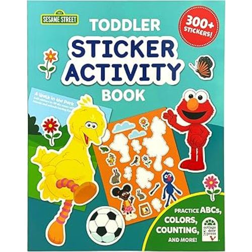 Sesame Street Sticker Activity Book for Toddlers and Preschoolers – 300+ Stickers with ABCs, Numbers, Colors, and Shapes – Fun Early Learning Travel Activity Book
