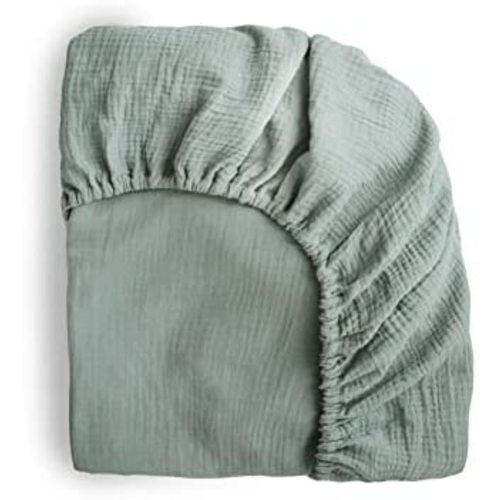 mushie Extra Soft Mini Muslin Fitted Crib Sheet | 24"x 38" (Roman Green)