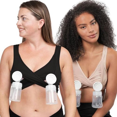 Larken Hands Free Pumping Bra (Black and Sand)