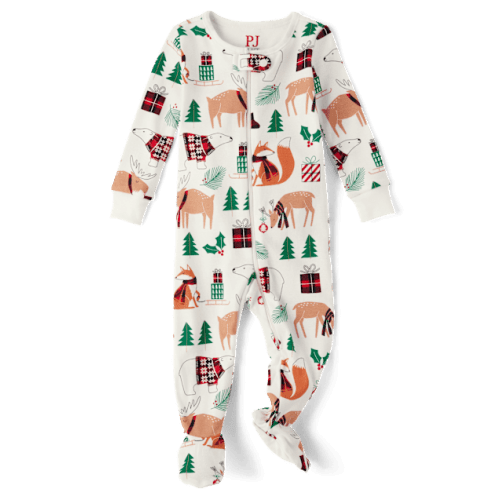 Baby And Toddler Matching Family Holiday Snug Fit Cotton Footed One Piece Pajamas - White