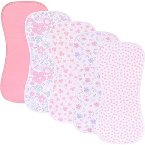 sleepyturtle 5 Pack Waterproof Baby Burp Cloths Extra Absorbent and Soft