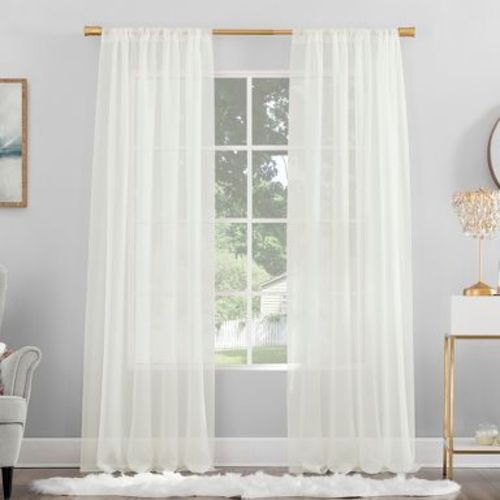 59"x84" No. 918 Sheer Voile Mallory Rod Pocket Curtain Panel Eggshell: Sheer Curtain Panel, Off-White, 1 Piece