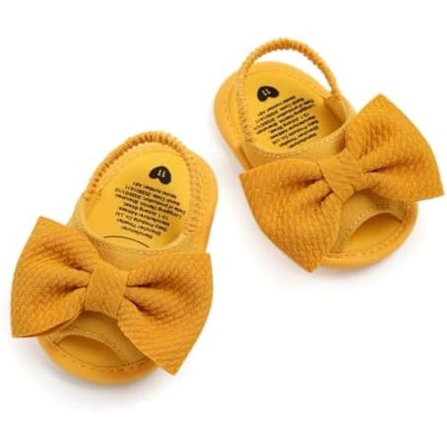 Infant Baby Girls Summer Sandals with Flower Bowknot Soft Sole Wedding Dress Flats Newborn First Walkers Crib Dress Shoes