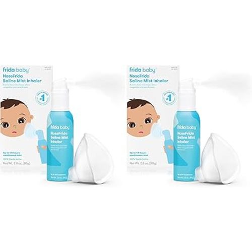 Frida Baby NoseFrida Saline Mist Nasal Inhaler, Decongestant Spray for Congestion & Allergy Relief for Babies + Kids, Nasal Saline Spray, Soothes Stuffy Nose & Sore Throat, Includes Mask (Pack of 2)