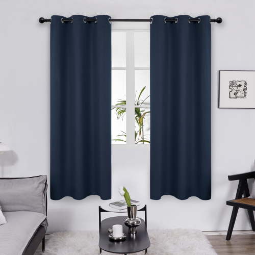 Deconovo Thermal Insulated Room Darkening Curtains for Bedroom, Pack of 2 Grommet Panels, Navy Blue, Each 38" x 63"