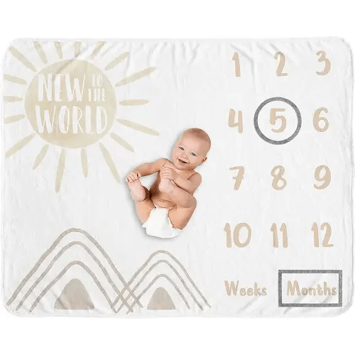 Sweet Jojo Designs Boho Desert Sun Taupe Milestone Blanket Monthly Newborn First Year Growth Mat Baby Shower Neutral Tan Beige Ivory Gold Cream Off White Bohemian Mountain Geometric Sunshine