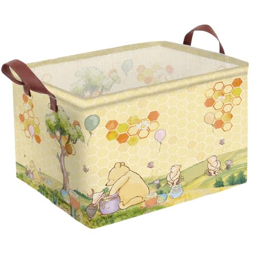Winnie Foldable Laundry Hamper Circular Canvas Storage Basket | with PE Coating, Collapsible Clothes Organizer for Home, Nursery, and Bedroom (Yellow)