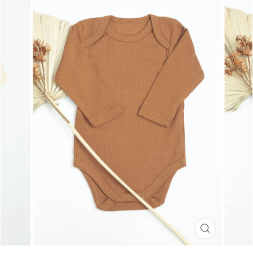 Baby Organic cotton bodysuit ribbed cotton long sleeve