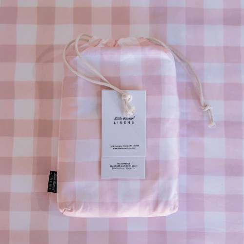 Waterproof Cot Sheet | Pink Gingham – Little Human Linens
