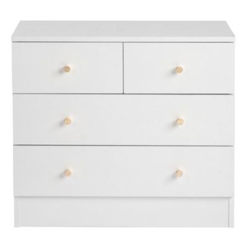 Resenkos 5 Drawer Dresser with Gold Handle, Nursery Dresser Chest Of Drawers Organizer, White